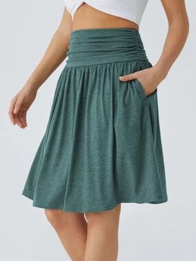 HALARA High Waisted Ruched Pocket Flowy Skirt L